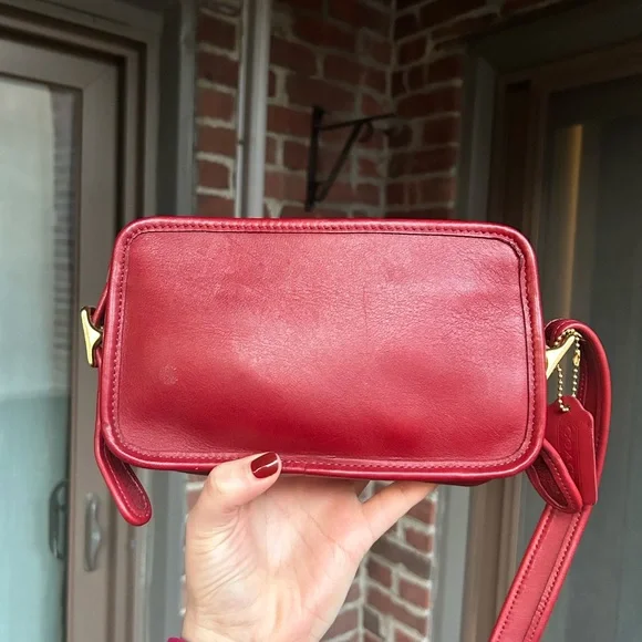 Vintage coach 9167 over counter camera bag crossbody red leather retro y2 legacy - Picture 8 of 14